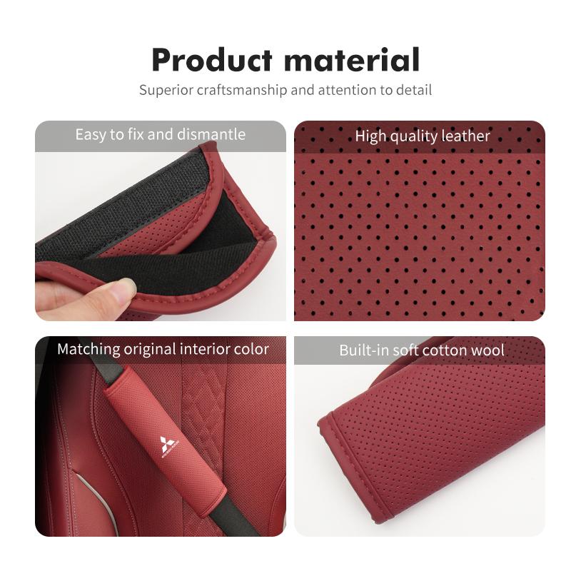 Cwvjgx1 For Mitsubishi 1/2PCS Leather Universal Car Styling Seat Belt Cover Shoulder Protector Pad Outlander Pajero Sport Lancer EX ASX