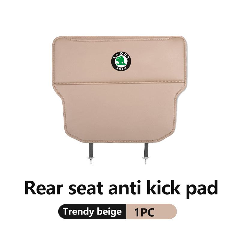 AAFO1 Car Logo Seat Backrest Storage Bag Anti-kick Pad Protection Mat Interior Accessories For Skoda Kamiq MK3 Roomster Rapid Kodiaq