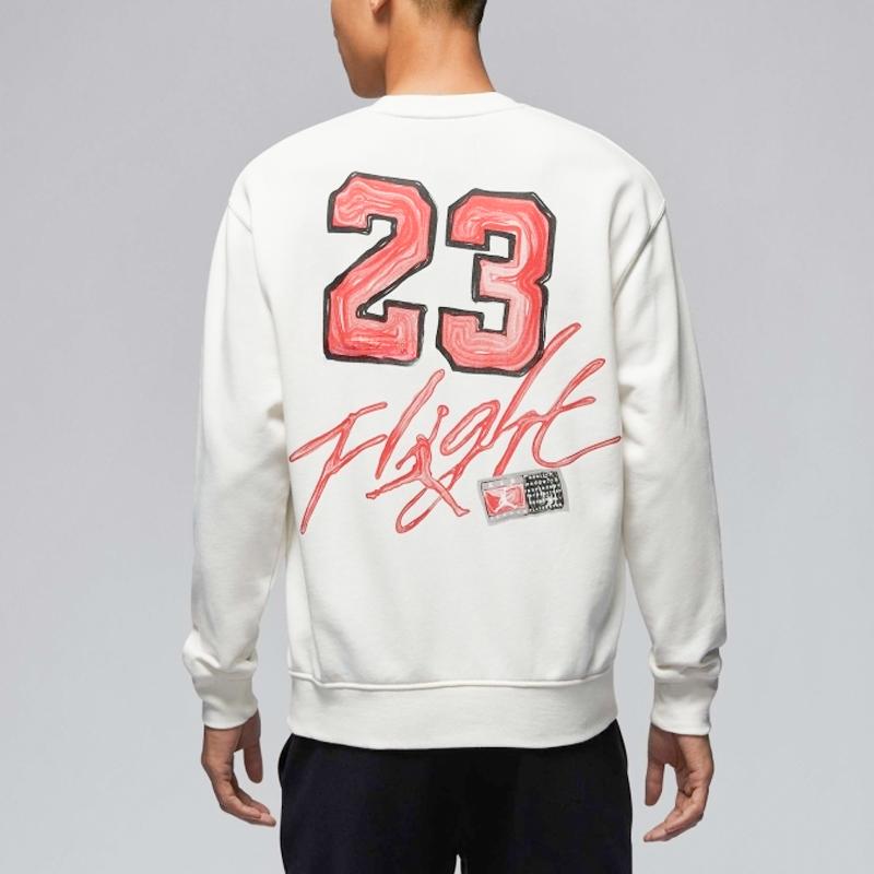 Jordan As M J FLC Crew Neck Comfortable Soft Long Sleeve Sweatshirt Men Sweatshirt White IB5605133
