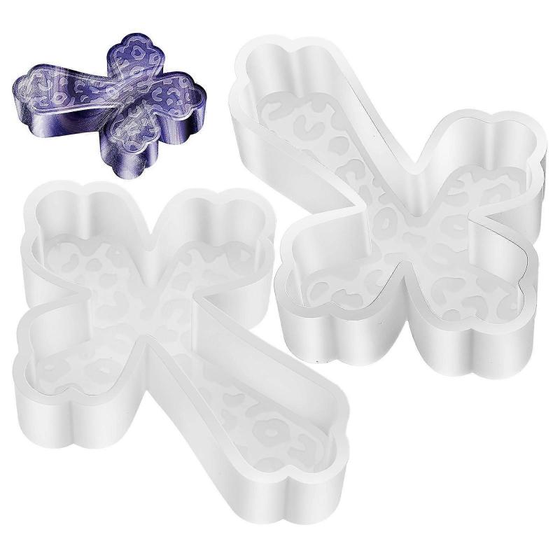 2Pcs Cross Shaped Silicone Mold for Craft Use Plaster Ornament Casting