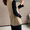 Summer Women Blazer Coat Solid Color Sleeveless Turn-down Collar Temperament Suit Jacket Long Vest for Female