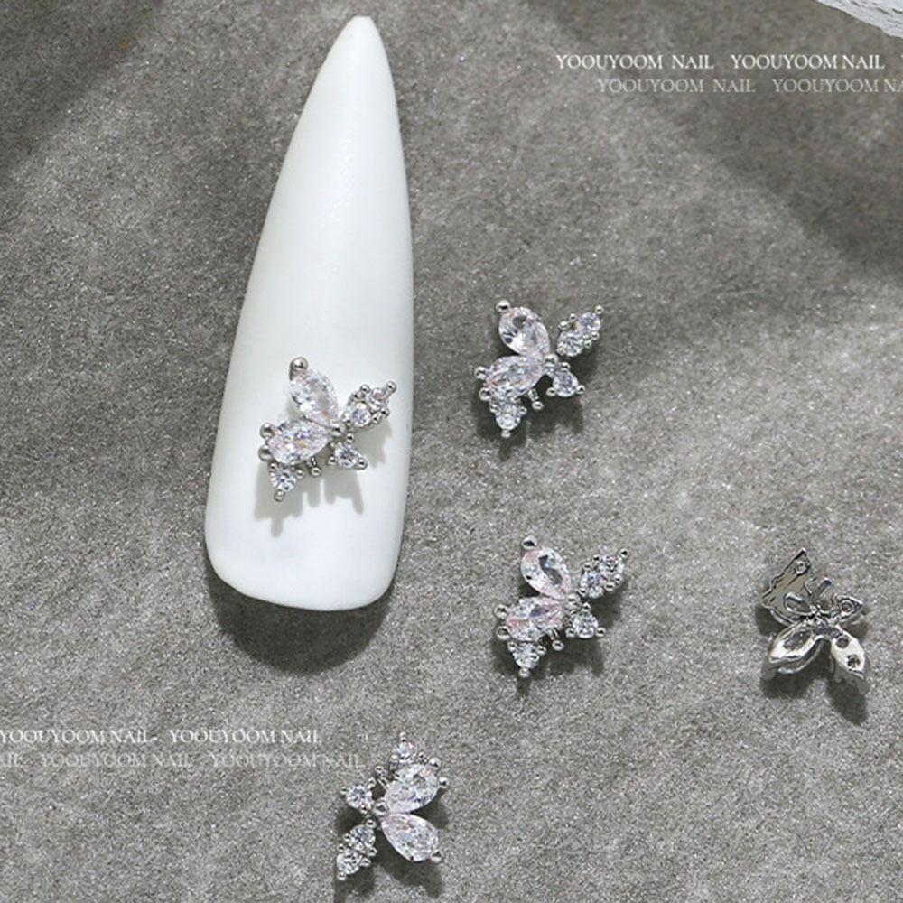 Silver 3D Manicure Jewelry Nail Charms Nail Art Decoration DIY Crystal Nail Rhinestones Women