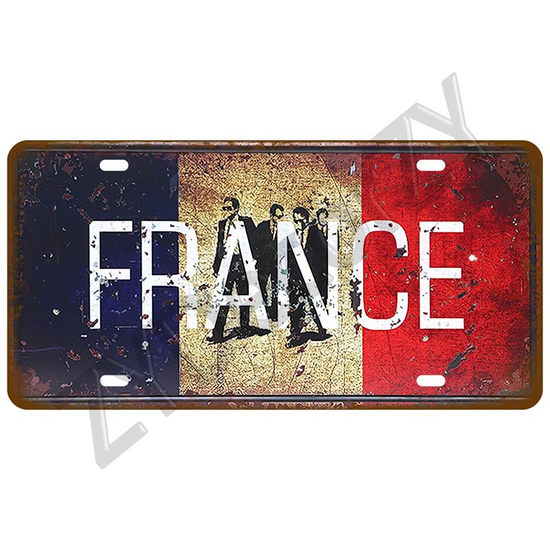 Home France Country Metal Sign Tinplates Plate Plaque Metal Vintage Tin Sign Decor For Man Cave Bar Pub Club Decoration Spain US
