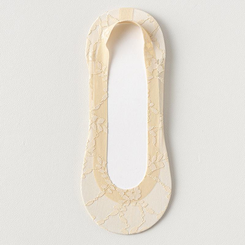5 Pairs of Women's Summer Thin Non Slip Cotton Sole Shallow Mouth Invisible Lace Socks