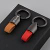 Frosted Cowhide Car Keychain with Metal Ring - Anti-Lost Waist-Hanging Design