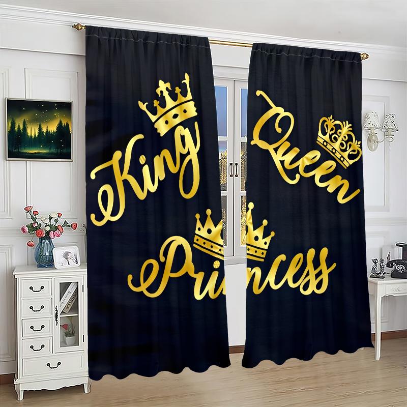 Black Crown Printed Curtains Suitable Bedroom Living Room Study Private Curtain Polyester Perfect For