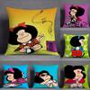 Cartoon Cute M-Mafalda Pillow Case Square Double-Sided Printing Sofa Cushion Cover Pillowcase Bedroom Bedside