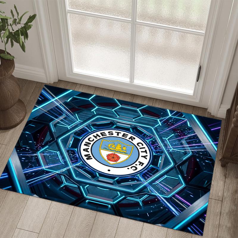 Manchester City Design Crystal Velvet Carpet Cozy Non?Slip Printed Rug For Bedroom Living Room Entrance