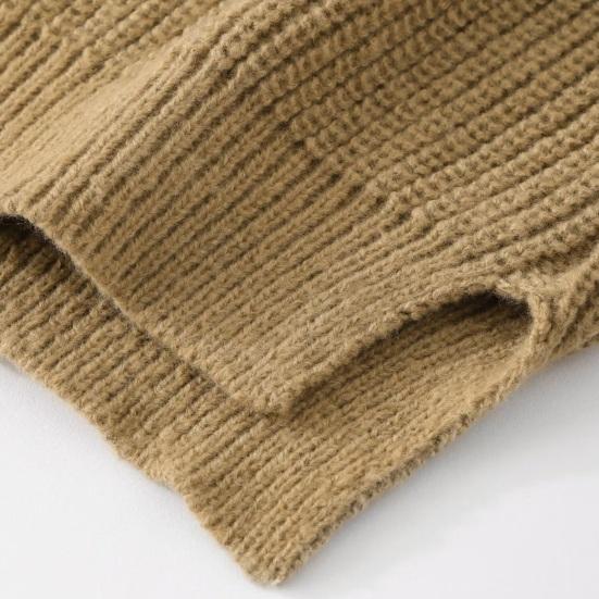 Höst Vinter Herrtröja Knapp Nedvikt Krage Lång Ärm Topp Retro Stickad Tjock Varm Enfärgad Pullover Stretchig Vardagsklädsel Stickade Kläder