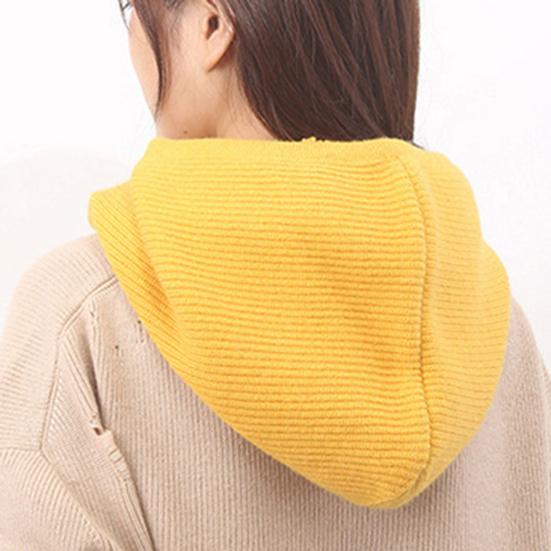 Knitting Hat Scarf Combo Solid Color Adjustable Drawstring Hooded Neck Scarf Women Winter Warm Windproof Elastic Thermal Hat