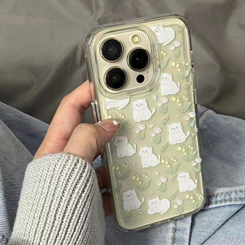 High-End iPhone 14 Pro Max Soft Transparent Case with Small Fresh Flowers - Trendy Design for iPhone 13 and 12 Models