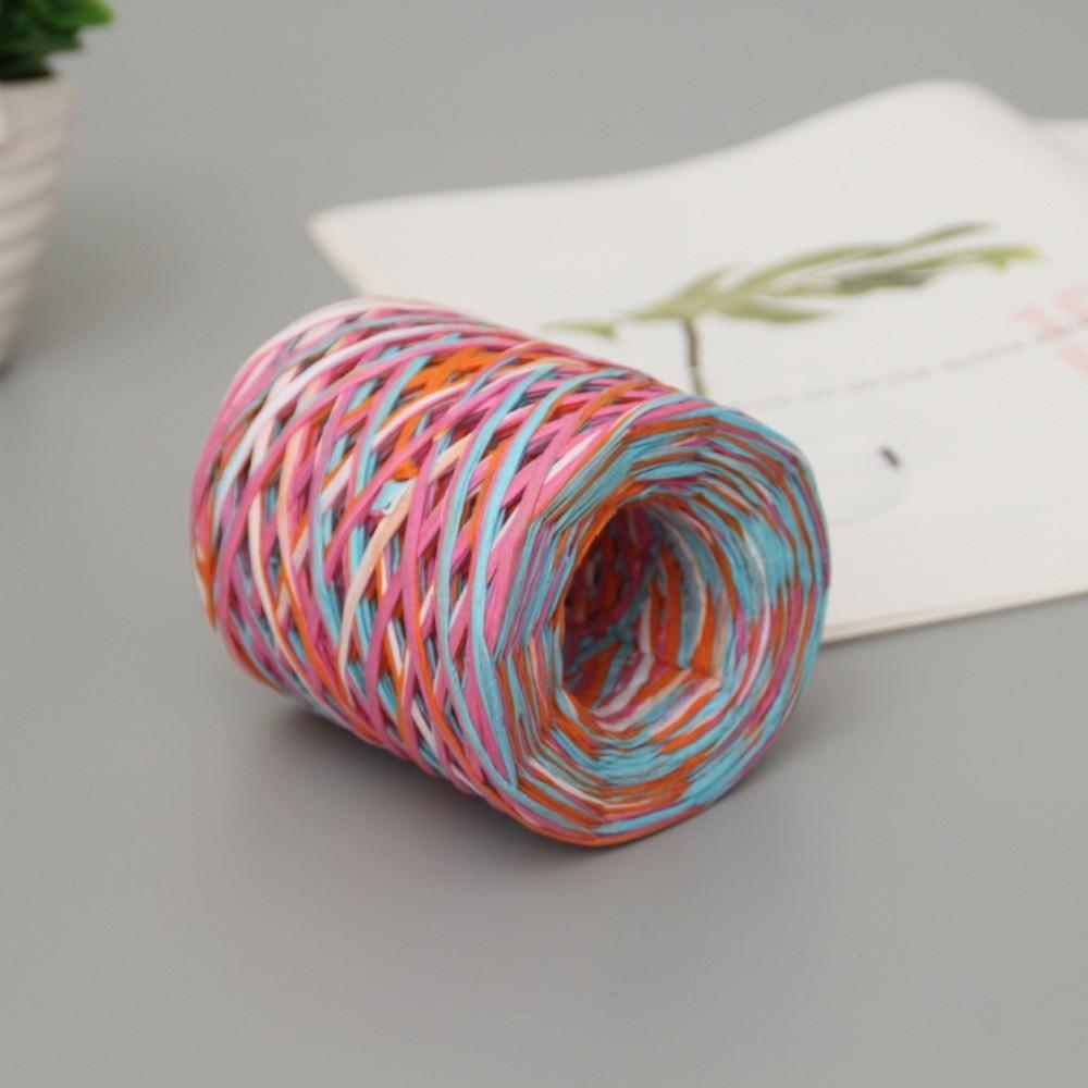 200m/Roll Raffia Paper Rope Multicolor Eco-friendly Crochet Yarn DIY Handmade Natural Raffia Woven Yarn Gift Wrapping