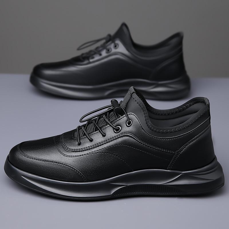New Spring Men Casual Leather Sneaker Soft Soled Walking Shoes Anti Slip Bottom Outdoor Lace-Up Flats Driving Shoes