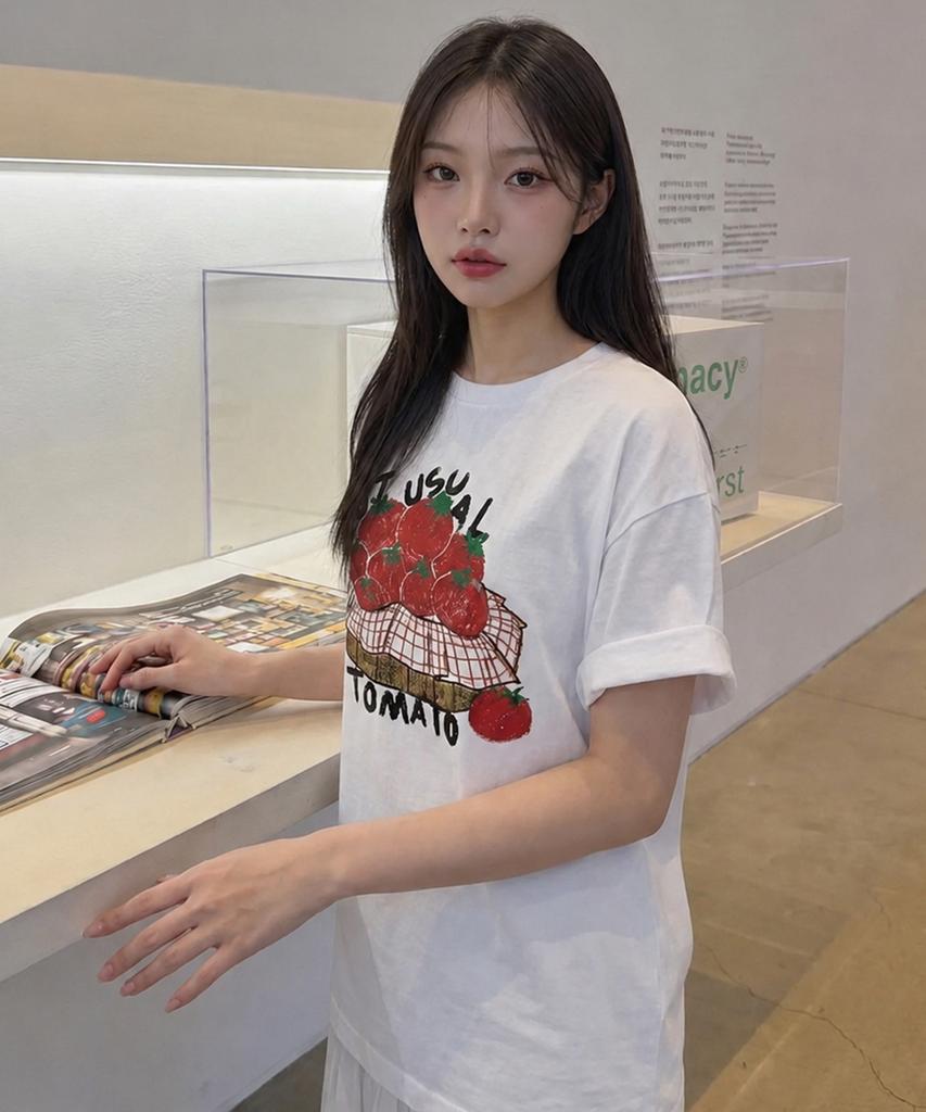 Nasyujeueol Tomato Basket Oversized Short Sleeve T-Shirt 4 Colors