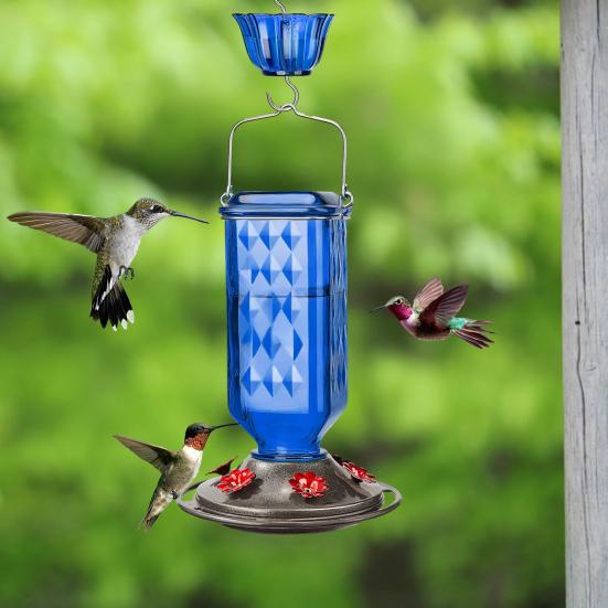 Hummingbird Feeder Hanging Bird Feeder with Ant Moat Outdoor Hummingbird Feeder with 6 Feeding Ports for Garden Backyard Decor