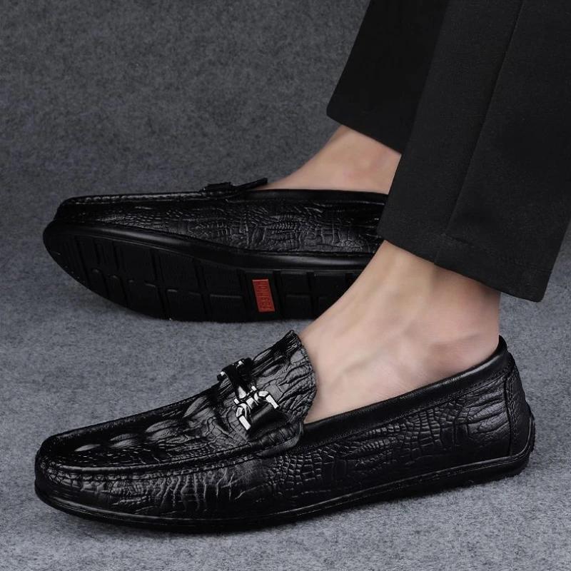 Leather Shoes For Men High Quality Man Casual Shoe Slip-on Elegant Cheap Clearance Korean Style Classic Original Low Price Sale