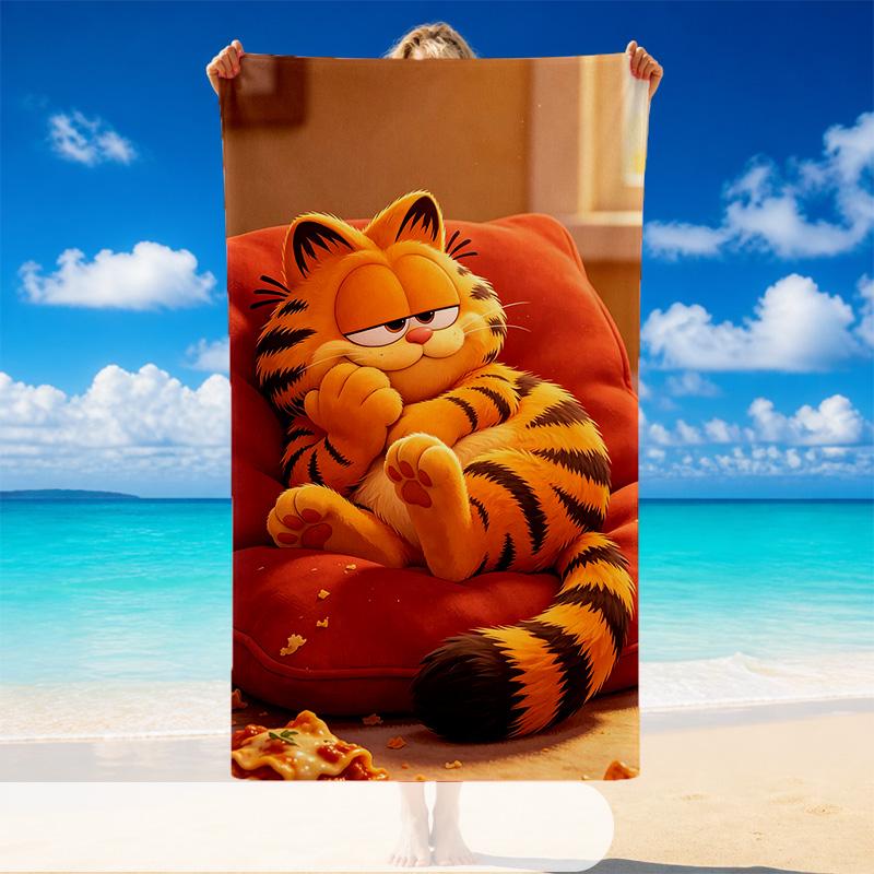 Quick Dry Beach Towel Garfield cartoon Pattern, Lightweight Absorbent Towel for Pool Beach Vacation Use