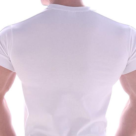 T-shirt d'été Col rond Couleur unie Doux pour la peau Toucher peau Absorption de la transpiration Coupe ajustée Pull Simple Décontracté Hauts pour homme Vêtements masculins