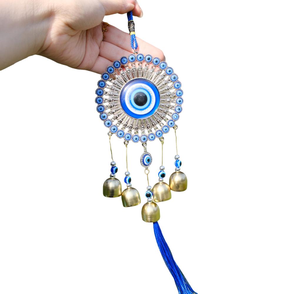 Handmade Metal Hanging Wind Chime Glass Wind Music Bell Blue Eyes Wind Chime  Garden Decoration