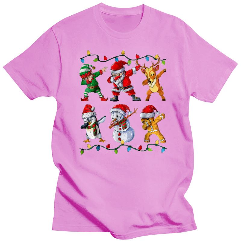 2023 Nuova T-shirt Divertente Unisex T-shirt alla Moda Elfo Dabbing Babbo Natale Renna Pinguino Pupazzo di Neve Pan di Zenzero Maglione Natalizio Unisex Donna T-S