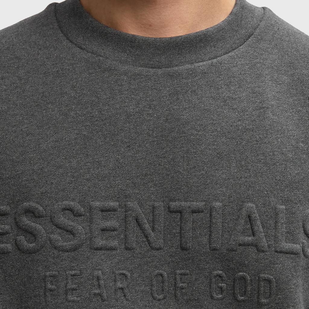 Fear of God Essentials Geprägter Klassischer Rundhals-Sweatshirt Charcoal Heather Herren Oberteile Grau 192HO256551F