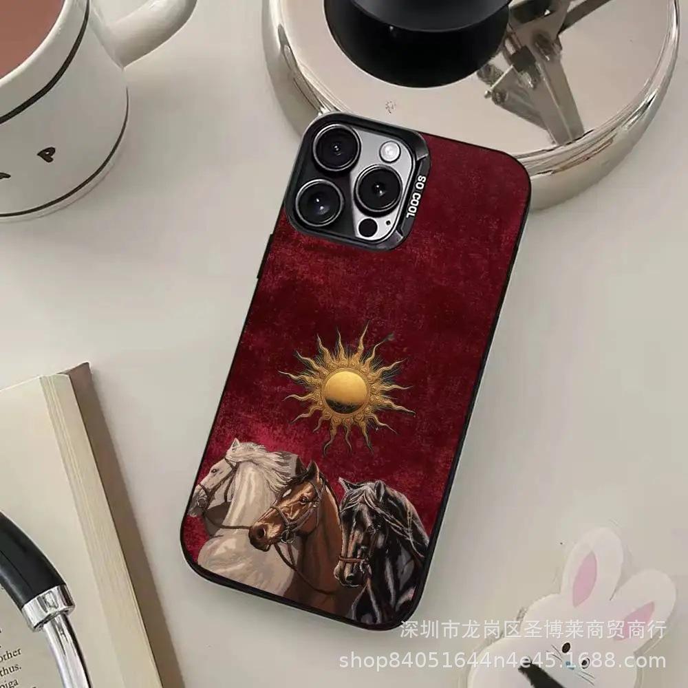 Retro Dark Horse for Apple 15 Colored Silver iPhone14promax Creative 13/11 Matte 16 Protective Case 17