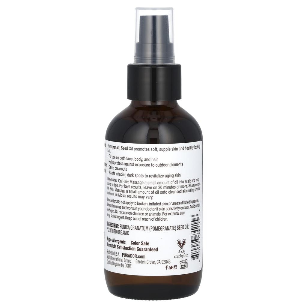 Pura D'or Bio-Granatapfelkernöl, 4 fl oz (118 ml)