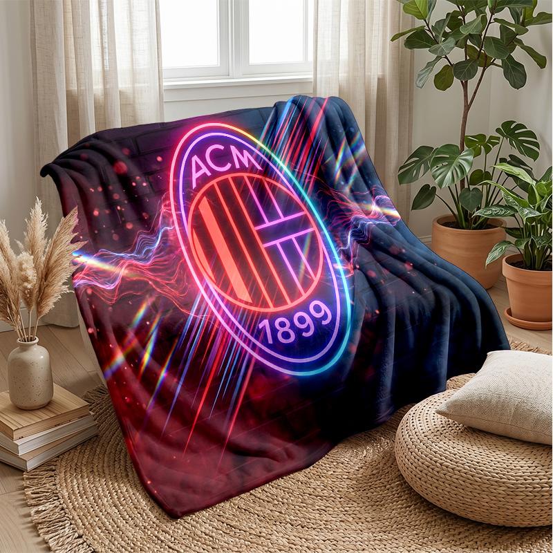 AC Milan Theme Blanket Soft Flannel Blanket Plush Throw Blanket Cozy Sofa Bed Blanket for Home Decor