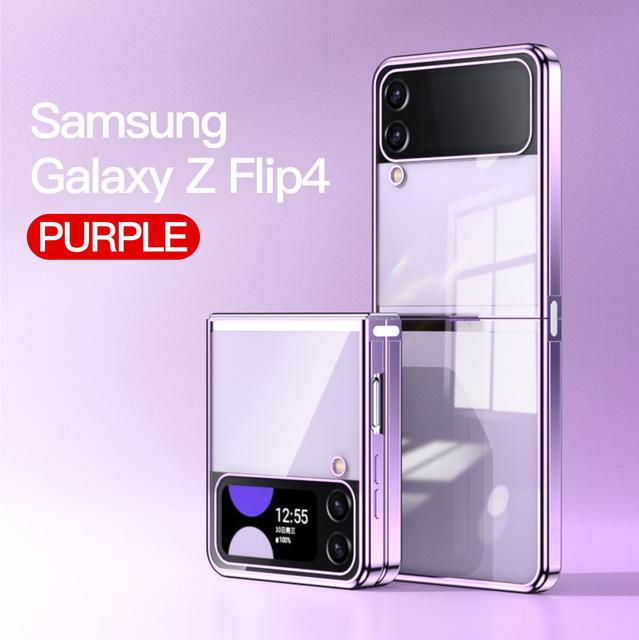 Plating Case For Samsung Galaxy Z Flip 4 3 5g 2022 Fold Buckle Link Transparent Fashion Cover Anti -Knock Cases For Flip3 Flip4