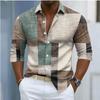 Men's Geometric Pattern Printed Long Sleeve Shirts Casual Cardigan New Button Holiday Fashion Shirts