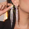DINGKA Luxury Sparkly Full Diamond Tassel Earrings for Women - Exaggerated Personality Stud Jewelry