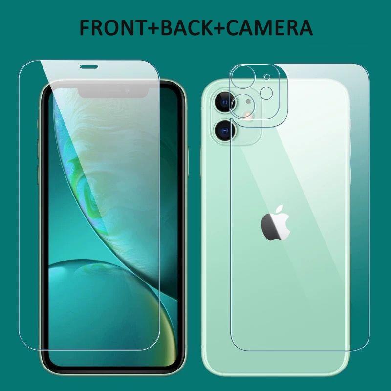 Front+Back+Lens Full Cover Tempered Glass Film For iPhone 17 16 15 14 13 12 11 Pro Max X XS XR XS Max 8 7 Plus SE 2020 Mini Screen Protector