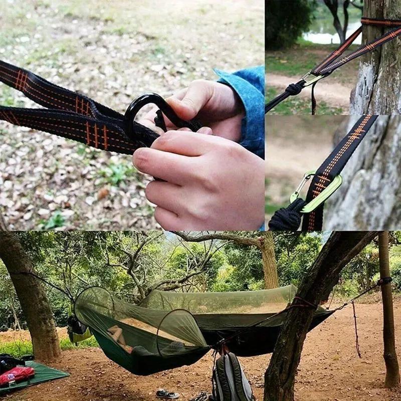 2M Multi-loop Förstärkta Polyester Hängmatteslingor 200 kg Maxbelastning Kraftig Justerbar Nyttospännband för Camping Resor
