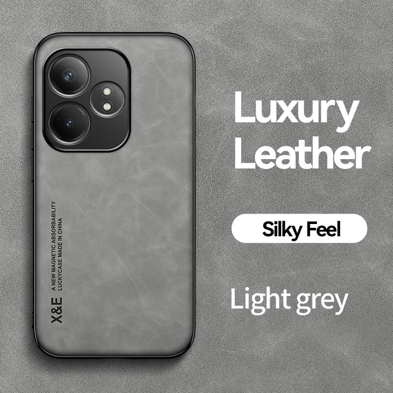 KEYSION Luxury Retro PU Leather Case for Realme GT 6 6T Soft Silicone+PC Shockproof Phone Back Cover for OPPO Realme GT Neo 6 SE