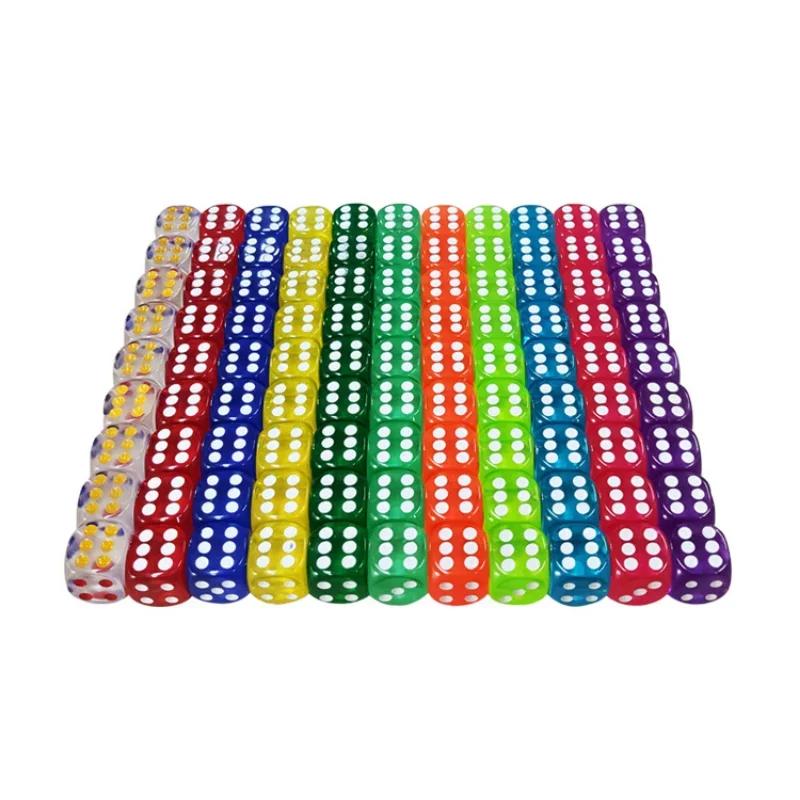 30PCS Mix Color 6 Sided Portable Table Games Dice 12/14MM Acrylic Round Corner Board Game Dice Party Gambling Game Digital Dices