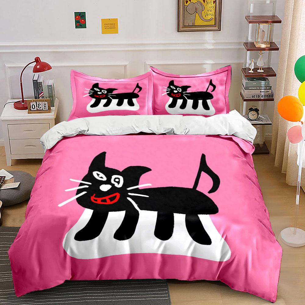 Black Cat Design Home Decor Set Multiple Sizes Kid'S And Adults' Bedroom Exquisite 3Pc Bedding Set, Gift