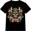 Viking Skull T-Shirt Norse Warrior Valhalla Helmet Axe Tattoo Gift Graphic Tee