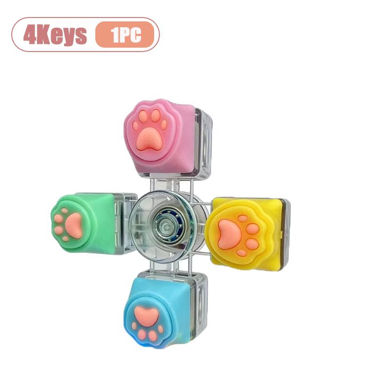 1-20PCS Silicone Cat Paw Keycap Fidget Spinner Stress Relief Toy for Keyboard Decompression Finger Gyroscope Keychain