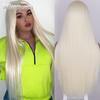 MISSQUEEN Long Straight Blonde Synthetic Wigs for Women Natural Middle Part Wig for Girl Heat Resistant Fiber Natural Looking Wig