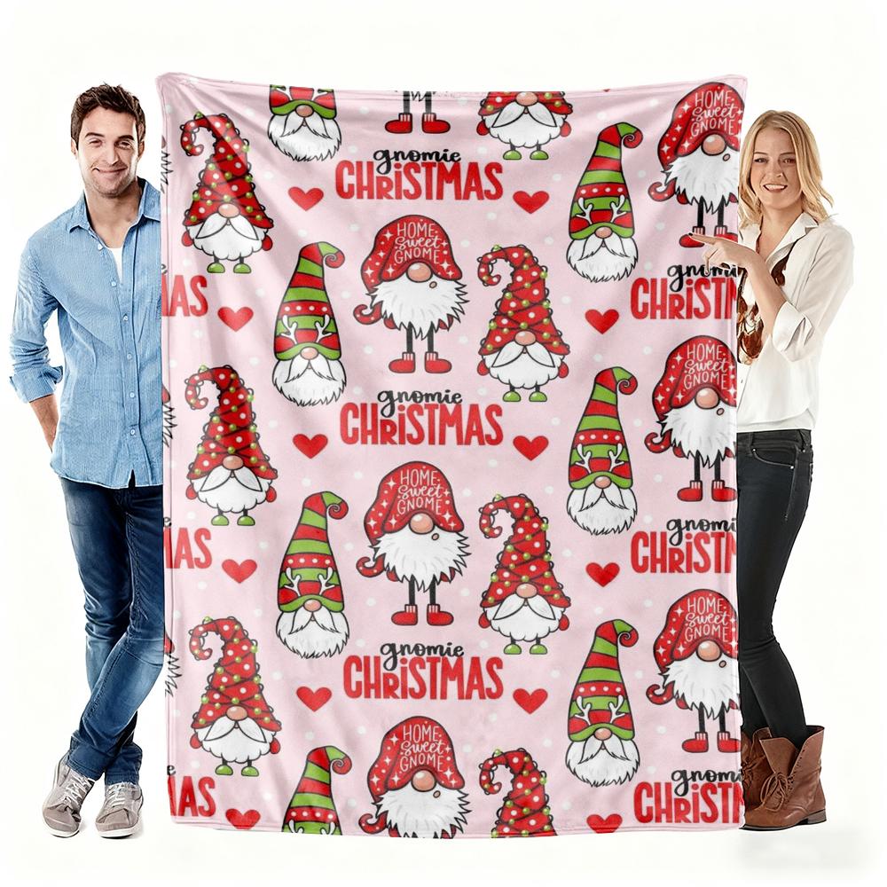 Christmas Santa Snowman Reindeer Pattern Fleece Blanket, Festive Winter Holiday Throw Blanket With Tree & Gift For Couch Bed