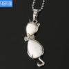 Collier améthyste de personnalité européenne et américaine, pendentif Animal chat abstrait incrusté de pierre naturelle