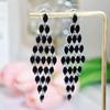 CMM Trendy Ruit Hangend Paved Markies Zwart Zirkonia Elegante Dames Lange Party Druppel Oorbellen voor Jurk Accessoires