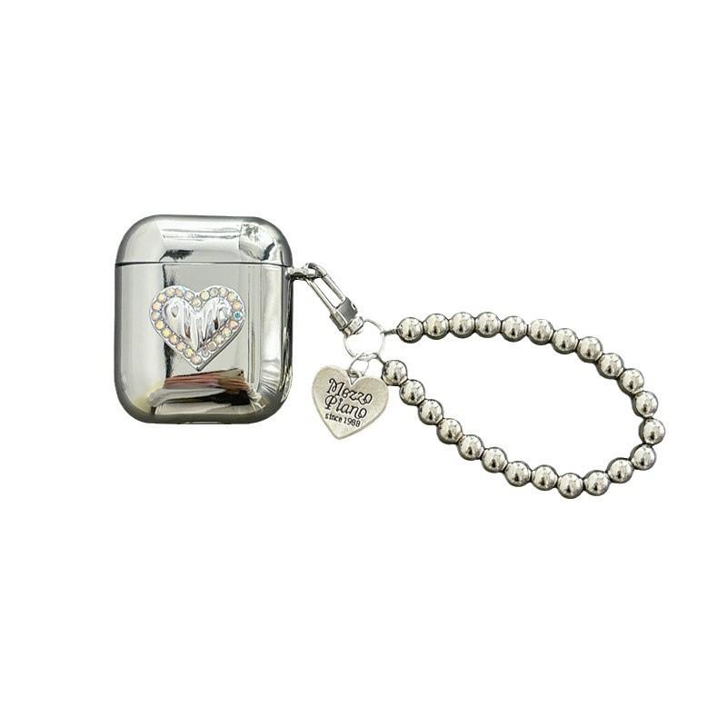 Advanced Electroplated Silver Three-dimensional Love for AirPods 1 /1 Earphone Protective Case 1pro Second and Third Generation Girl Heart