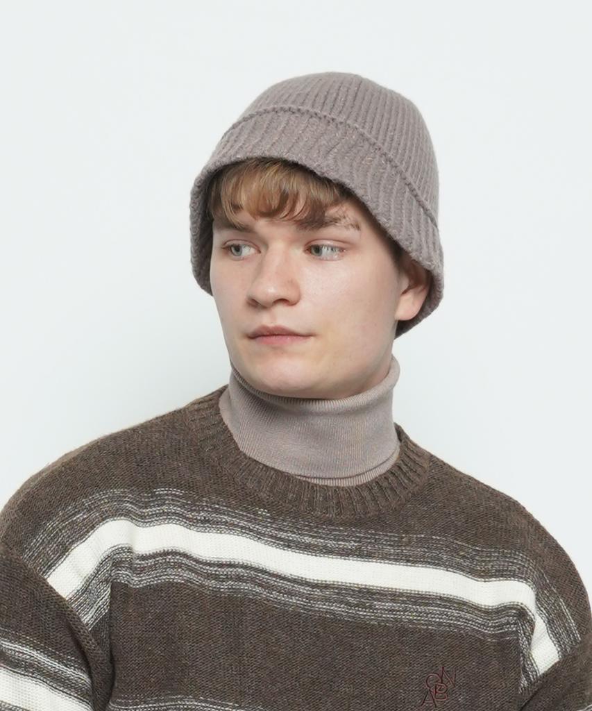 THE-ABON Mw212 Line Knit Bucket Hat Cocoa