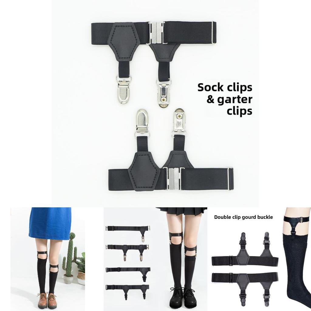 Jarretière Chaussettes JK Femmes Chaussettes Mi-mollet Clip avec Fermoir Métallique pour Tenue Décontractée