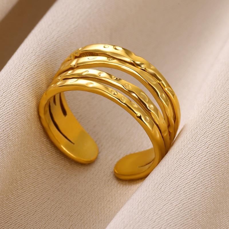 Retro Stainless Steel Geometric Ring Women's Niche Design Sense Versatile Opening Adjustable Ring Hot Sale