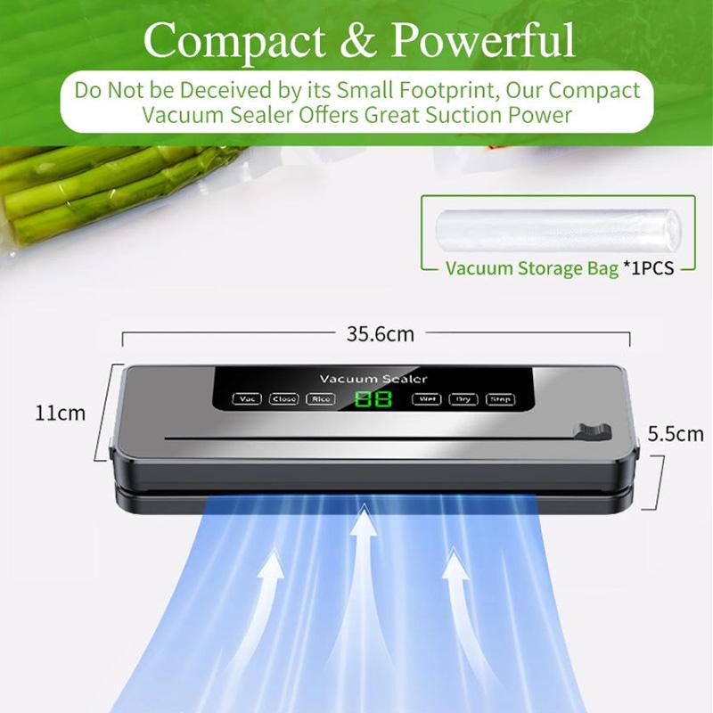 Electric Vacuum Sealer Machine Dry/Wet Food Packaging Vacuum Sealing Bags Food Storage Vacuum Packaging Machine for Kitchen