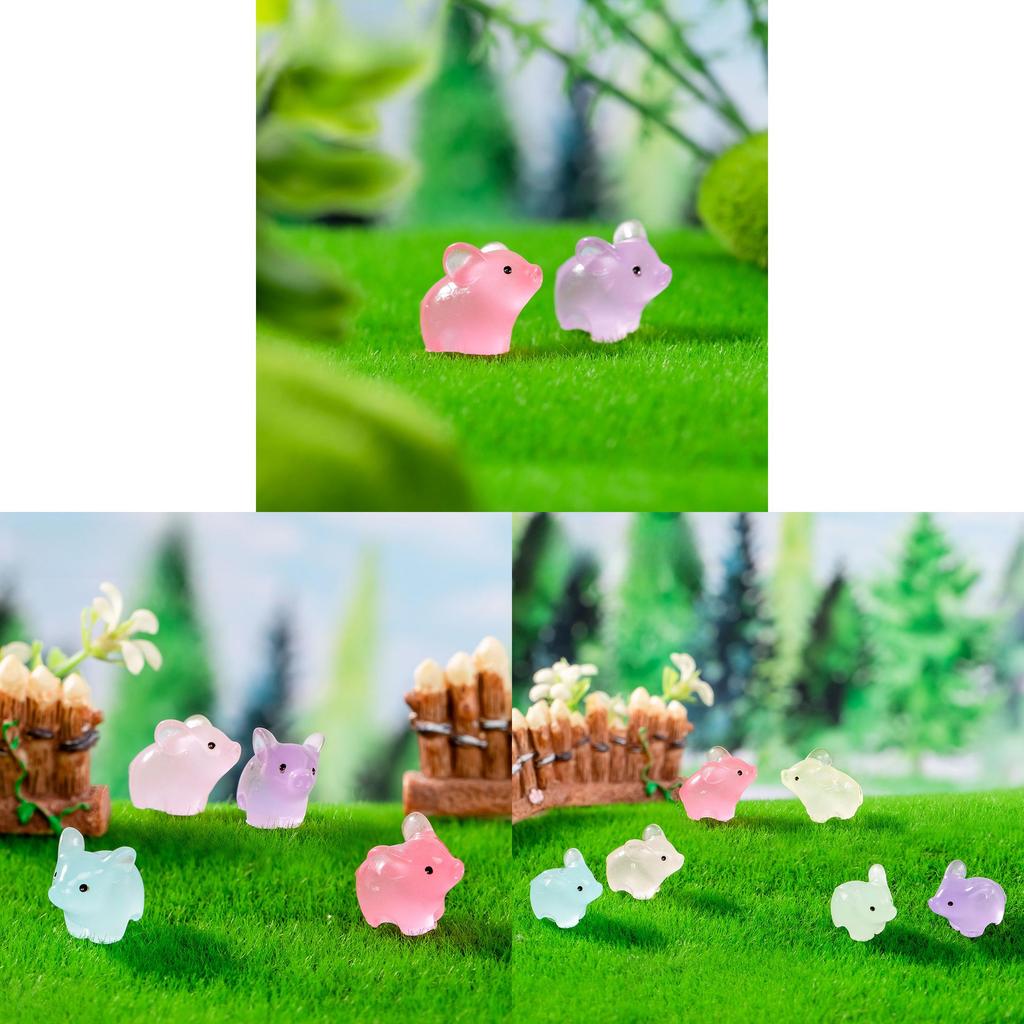 Whimsical Glow In The Dark Mini Resin Pigs For Diy Crafts And Garden Decor