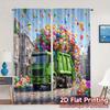 Set Of 2 Flat Printing Curtains Without Rod Partytruck Pattern Popular Versatile Polyester Room Decor Curtain