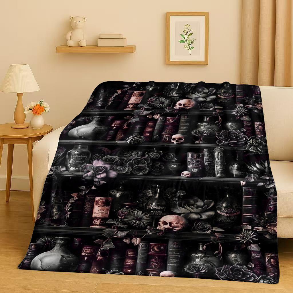 3D Retro Magic Book Library Bookshelf Flannel Blanket,Ultra Soft Warm Plush Throw for Home Bedroom Bed Sofa Cover Office Gift